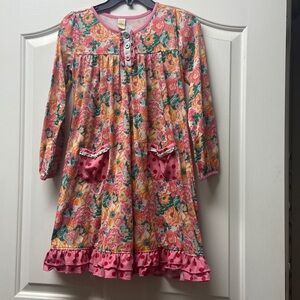 Matilda Jane girls pink floral dress long sleeve